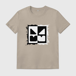 Футболка хлопковая мужская GEOMETRY DASH BLACK WHITE, цвет: миндальный