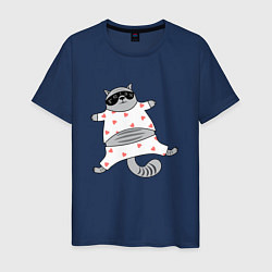 Футболка хлопковая мужская Кот в пижаме, цвет: тёмно-синий