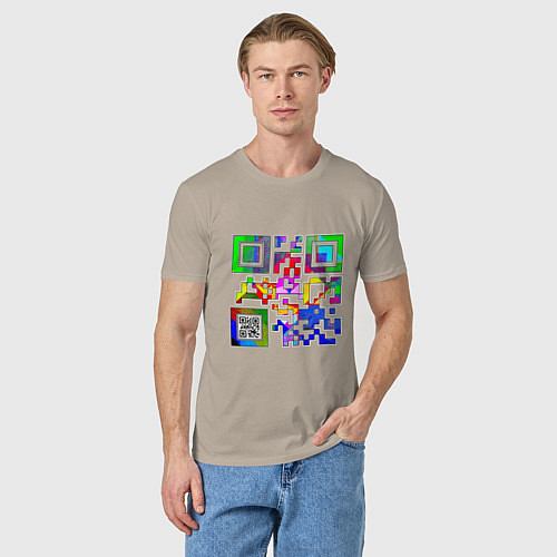 Мужская футболка Color QR / Миндальный – фото 3