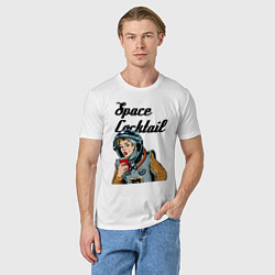 Футболка хлопковая мужская Космический коктейль, цвет: белый — фото 2