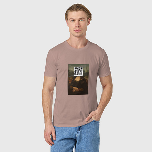Мужская футболка QR Mona Lisa / Пыльно-розовый – фото 3