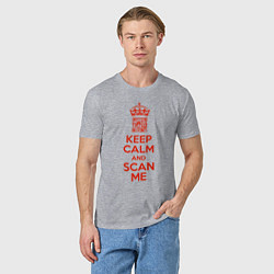 Футболка хлопковая мужская Keep calm and scan me - fuck off, цвет: меланж — фото 2