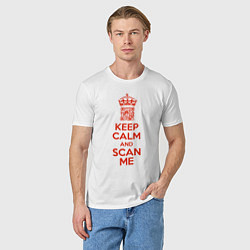 Футболка хлопковая мужская Keep calm and scan me - fuck off, цвет: белый — фото 2
