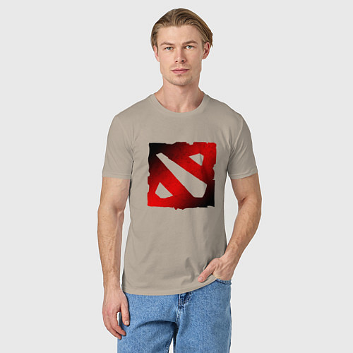 Мужская футболка ЧЁРНО КРАСНОЕ ЛОГО ДОТА 2 DOTA 2 LOGO / Миндальный – фото 3