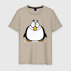 Футболка хлопковая мужская Глазастый пингвин, цвет: миндальный