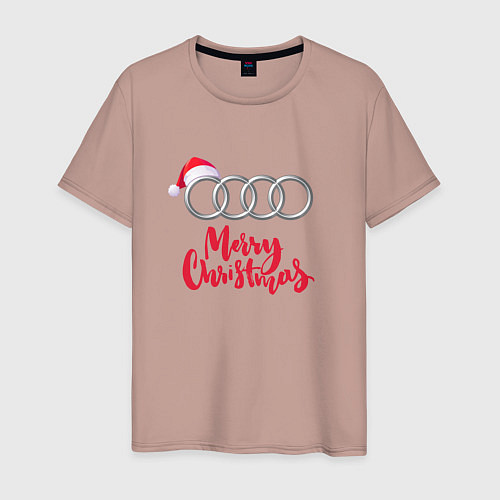 Мужская футболка AUDI MERRY CHRISTMAS / Пыльно-розовый – фото 1