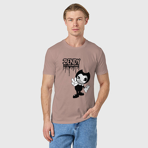 Мужская футболка Bendy Бенди и чернильная машина / Пыльно-розовый – фото 3