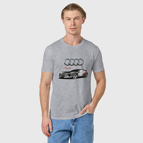 Мужская футболка Ауди - автоспорт концепт эскиз / Меланж – фото 3