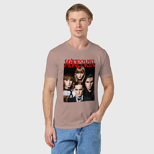 Мужская футболка MANESKIN POSTER СОСТАВ / Пыльно-розовый – фото 3