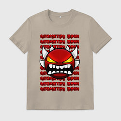 Футболка хлопковая мужская GEOMETRY DASH КРАСНЫЙ ОГНЕННЫЙ ДЕМОН, цвет: миндальный