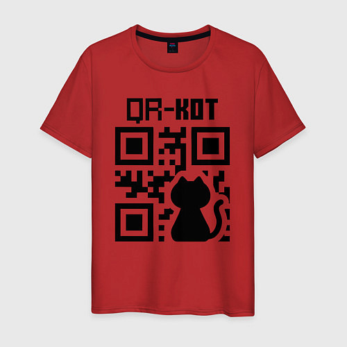 Мужская футболка QR КОТ КОТЕНОК / Красный – фото 1