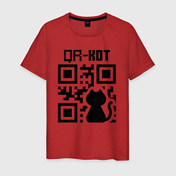 Футболка хлопковая мужская QR КОТ КОТЕНОК, цвет: красный