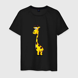 Футболка хлопковая мужская Веселый жирафик, цвет: черный