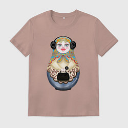 Футболка хлопковая мужская Современная матрешка, цвет: пыльно-розовый