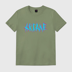 Футболка хлопковая мужская ARCANE LEAGUE OF LEGENDS NEON LOGO, цвет: авокадо