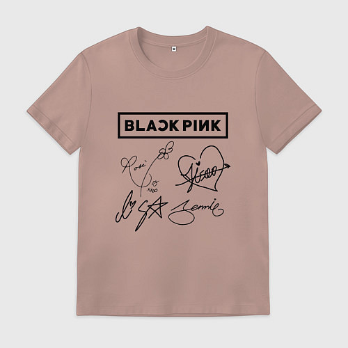 Мужская футболка BLACKPINK АВТОГРАФЫ ЧЁРНЫЙ БЛЭКПИНК / Пыльно-розовый – фото 1