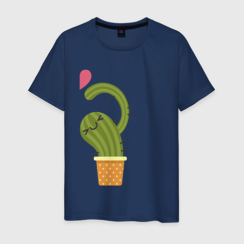 Мужская футболка Милый кактус с сердцем / Тёмно-синий – фото 1