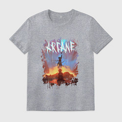 Футболка хлопковая мужская JINX HERE WAS ARCANE LEAGUE OF LEGENDS ДЖИНКС, цвет: меланж