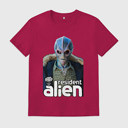 Футболка хлопковая мужская Resident alien, цвет: маджента