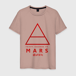 Футболка хлопковая мужская 30 Seconds to Mars рок, цвет: пыльно-розовый