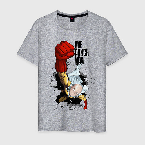 Мужская футболка Saitama One Punch / Меланж – фото 1