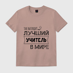 Футболка хлопковая мужская Так выглядит ЛУЧШИЙ УЧИТЕЛЬ в мире, цвет: пыльно-розовый