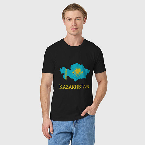 Мужская футболка Map Kazakhstan / Черный – фото 3