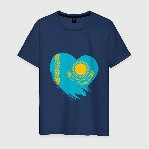 Мужская футболка Сердце - Казахстан / Тёмно-синий – фото 1