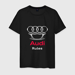 Футболка хлопковая мужская Audi rules, цвет: черный