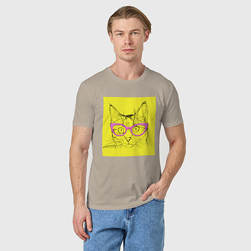 Мужская футболка Гламурная кошка / Миндальный – фото 3