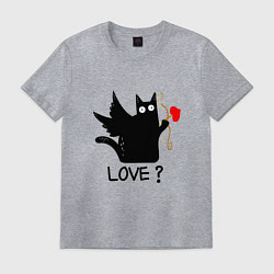 Футболка хлопковая мужская LOVE CAT WHAT cat, цвет: меланж