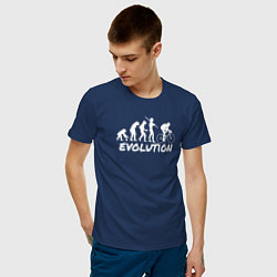Футболка хлопковая мужская Эволюция велосипедиста, цвет: тёмно-синий — фото 2
