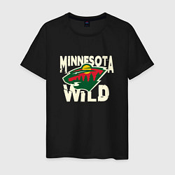 Футболка хлопковая мужская Миннесота Уайлд, Minnesota Wild, цвет: черный