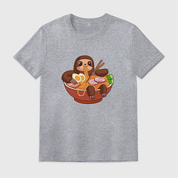 Футболка хлопковая мужская Cute Sloth Ramen Noodles, цвет: меланж