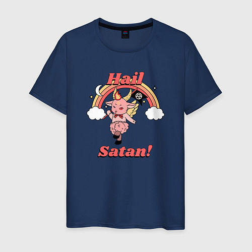 Мужская футболка Hail Satan / Тёмно-синий – фото 1