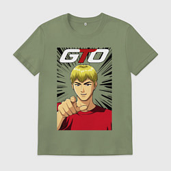 Футболка хлопковая мужская Eikichi finger, цвет: авокадо