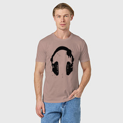 Футболка хлопковая мужская Headphones наушники, цвет: пыльно-розовый — фото 2