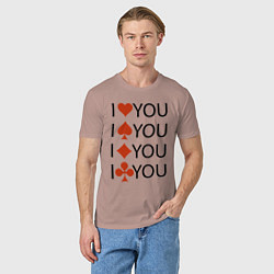 Футболка хлопковая мужская I love you! Сard suit!, цвет: пыльно-розовый — фото 2