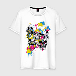 Футболка хлопковая мужская Color & Skulls, цвет: белый