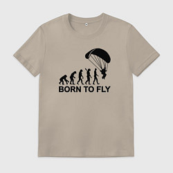 Футболка хлопковая мужская Рожденный летать, цвет: миндальный