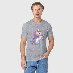 Футболка хлопковая мужская Милый единорог unicorn, цвет: меланж — фото 2