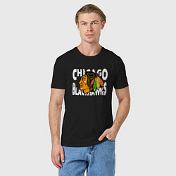 Футболка хлопковая мужская Чикаго Блэкхокс, Chicago Blackhawks, цвет: черный — фото 2