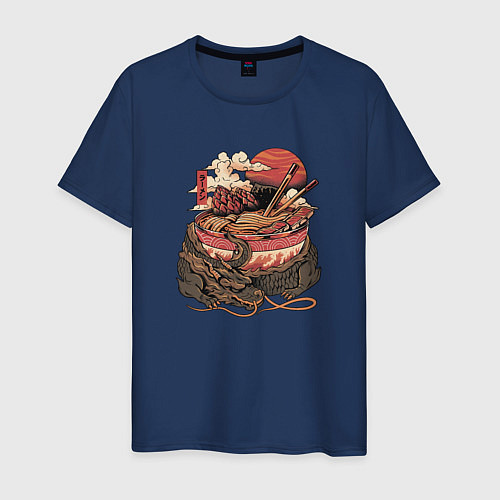 Мужская футболка Dragon and Ramen / Тёмно-синий – фото 1