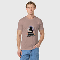 Футболка хлопковая мужская Санкт-Петербург Медный всадник, цвет: пыльно-розовый — фото 2