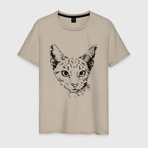 Мужская футболка Clever cat / Миндальный – фото 1