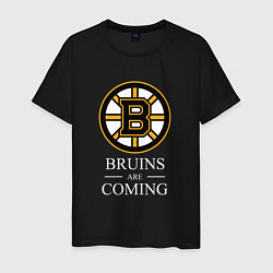 Футболка хлопковая мужская Boston are coming, Бостон Брюинз, Boston Bruins, цвет: черный