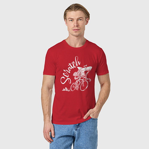 Мужская футболка Scratch - трековые велогонки / Красный – фото 3