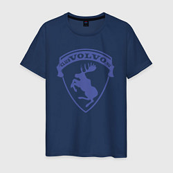 Футболка хлопковая мужская VOLVO логотип синий, цвет: тёмно-синий