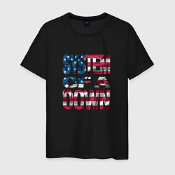 Футболка хлопковая мужская System of a Down Флаг США, цвет: черный