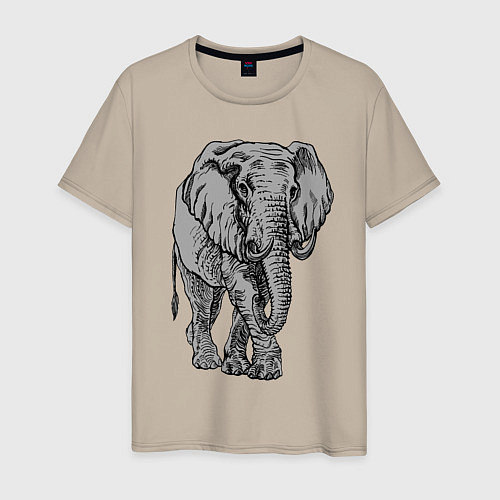 Мужская футболка Огромный могучий слон / Миндальный – фото 1